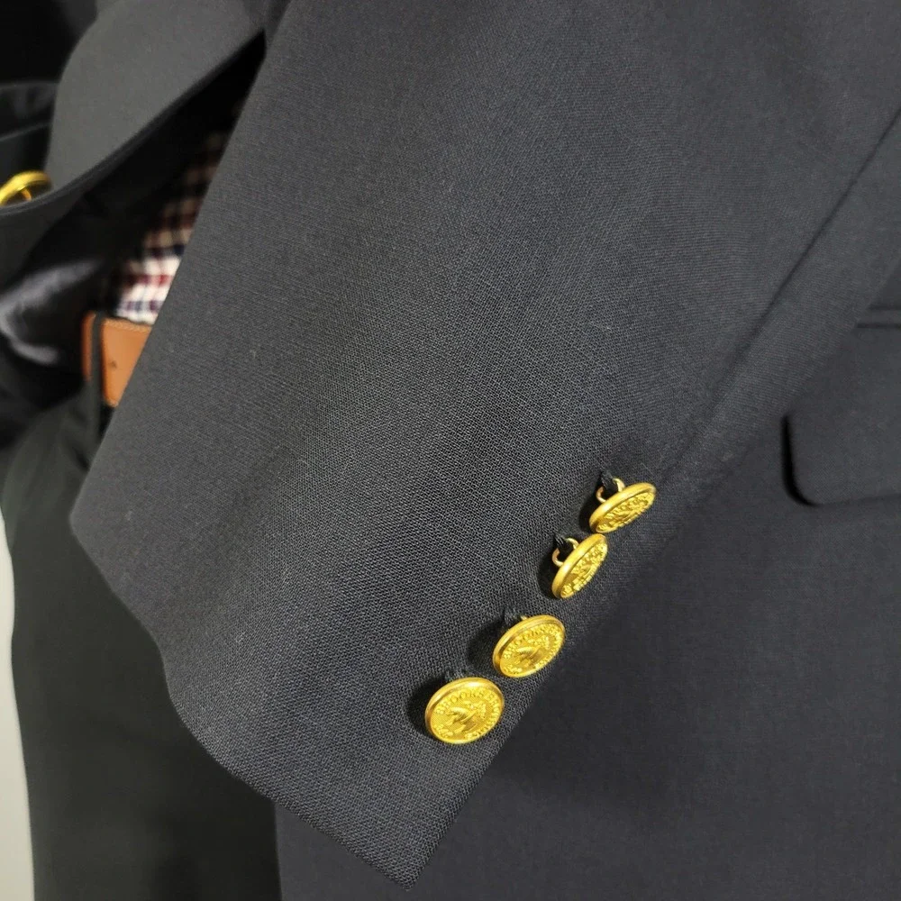 Brooks Brothers 346 Men's Sport Coat Blazer Two‎ Button Navy Blue Stretch 43L